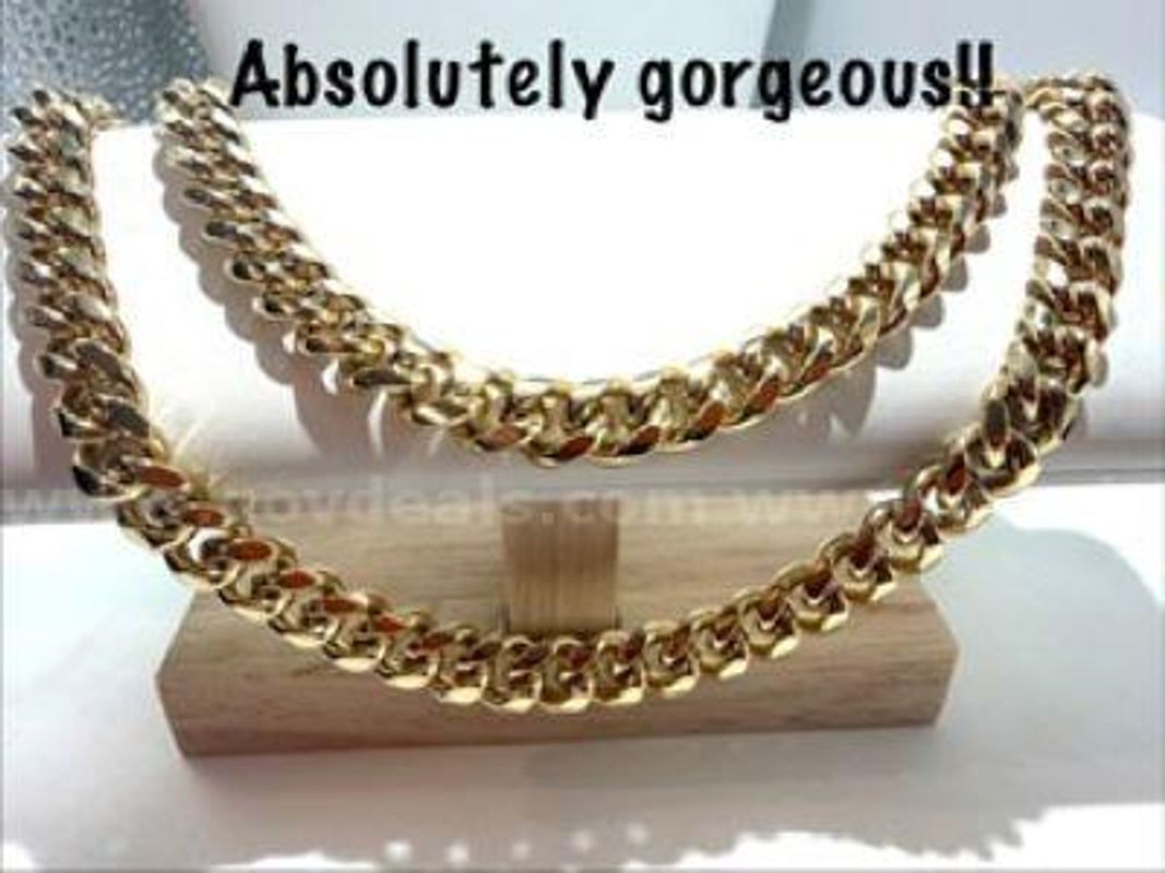 Gorgeous, 30 Inch, Heavy, 24kt Gold Filled, Cuban Link Chain Necklace
