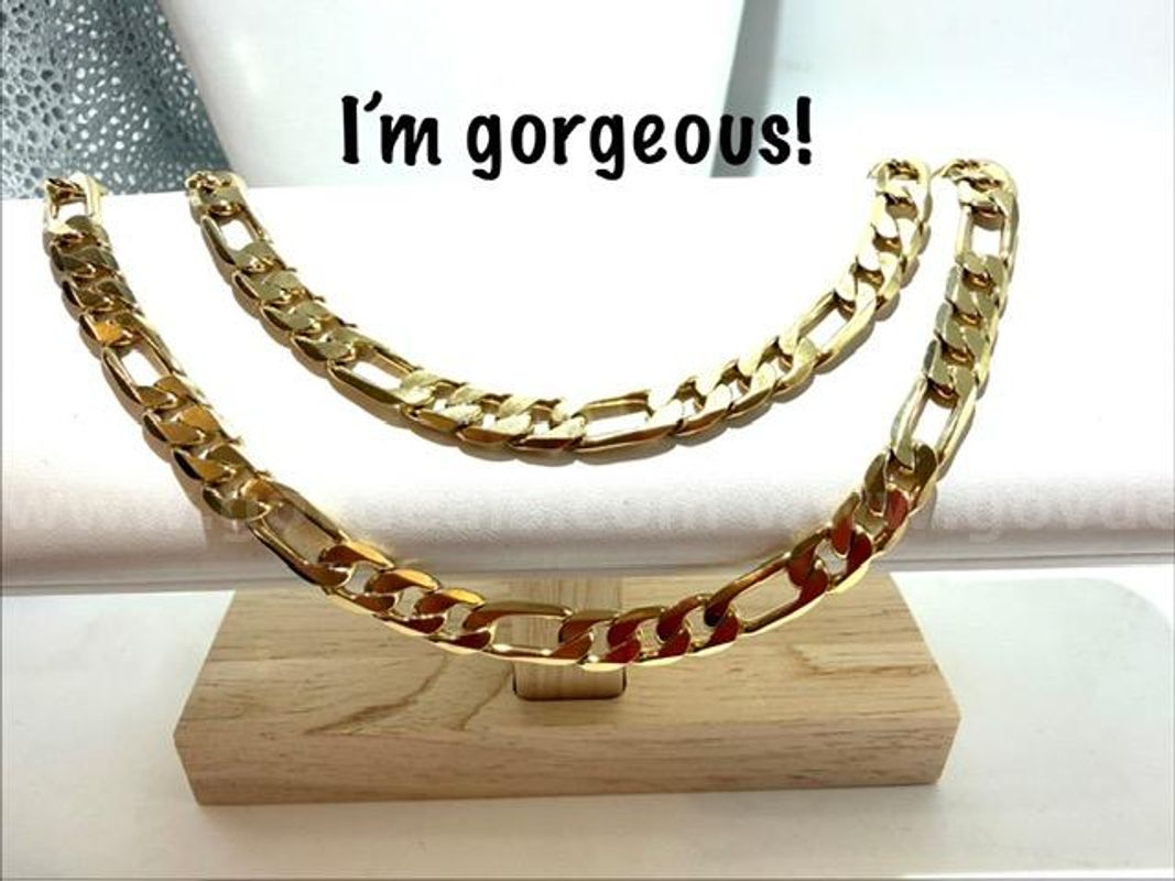 Beautiful, 24kt Gold Filled, 24 Inch, Italian Figueroa Chain Necklace