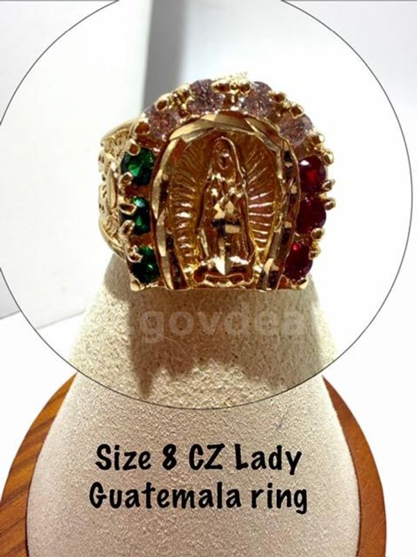 Attractive, Size 8, 24kt Gold Filled, CZ Lady Guatemala Ring