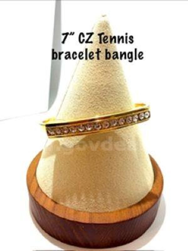 Gorgeous, Ladies, 24kt Gold Filled, 7 Inch CZ Tennis Bracelet Bangle