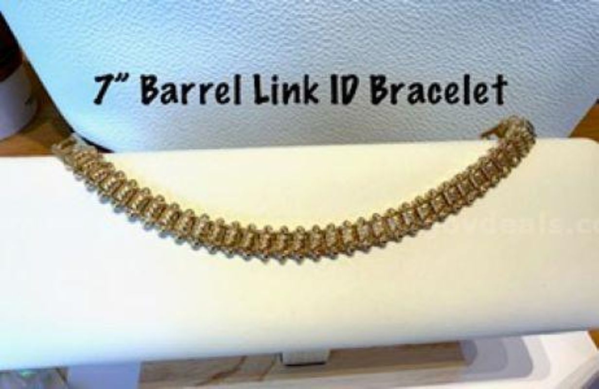 Gorgeous, Ladies, 7 Inch, 24kt Gold Filled Barrel Link ID Bracelet