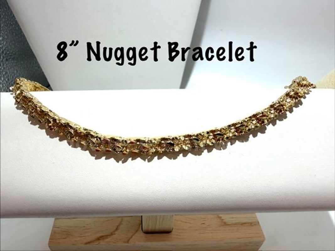 Magnificient, 8 Inch, 1/4" Thick, 24kt Gold Filled, Nugget Bracelet