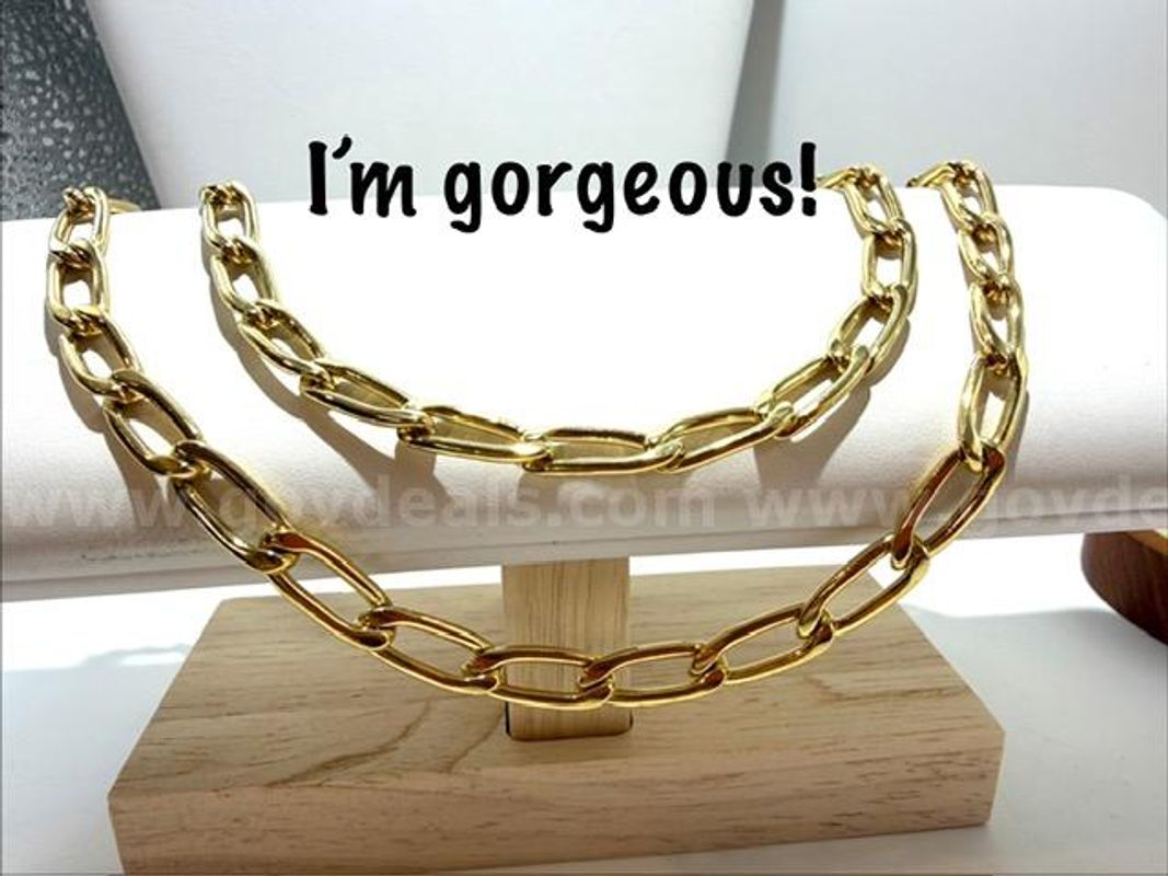 Beautiful, 24 Inch, 24kt Gold Filled, Heavy Paper Clip Style Necklace