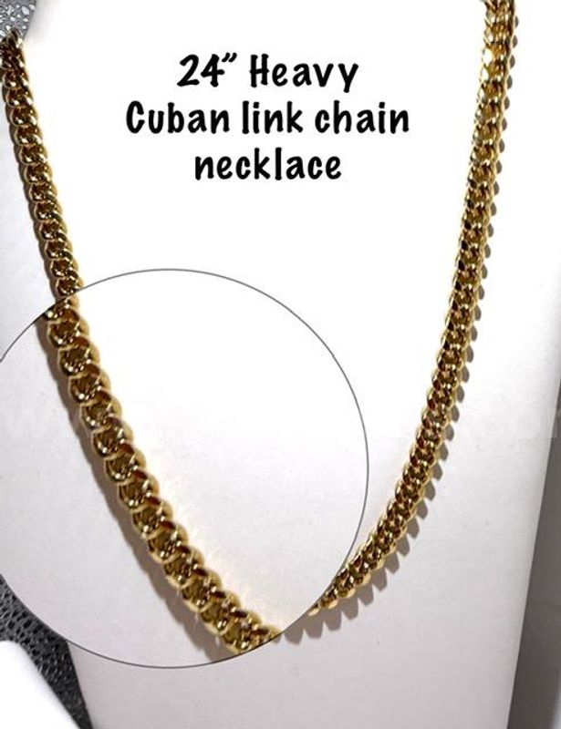 Magnificient, 24kt Gold Filled, Heavy Cuban Link Chain, 24 Inch