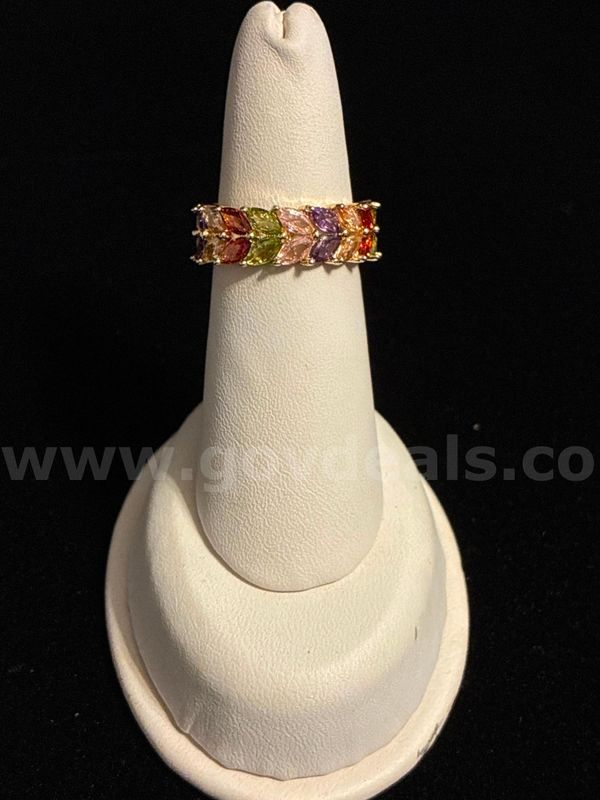 Beautiful , 18K Gold Layered, Size 7 Multi Colored Infinity Butterfly Ladies Ring.