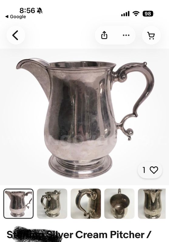 Vintage (Possibly Silver/Or Plated? Cream Pitcher (Not tested)