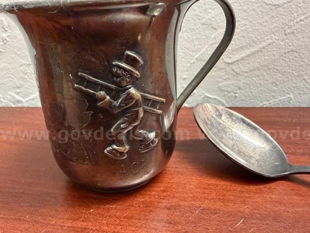 Little Silver-Plated Vintage Alpaca Child’s Cup W/Spoon