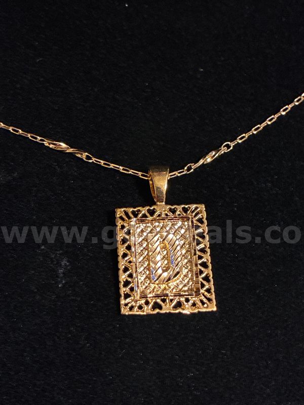 Beautiful, 24” Dainty Rolo Necklace W/ “D” Frame Pendant, 24k Real Gold Filled.