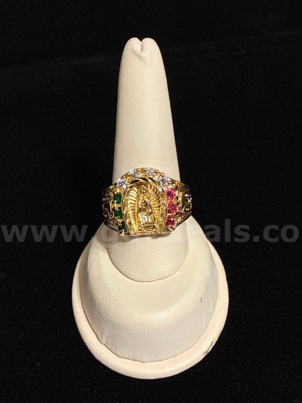 Gorgeous, Size 12, Men’s Religious W/Multicolor CZ Ring. 24k Real Gold Filled.