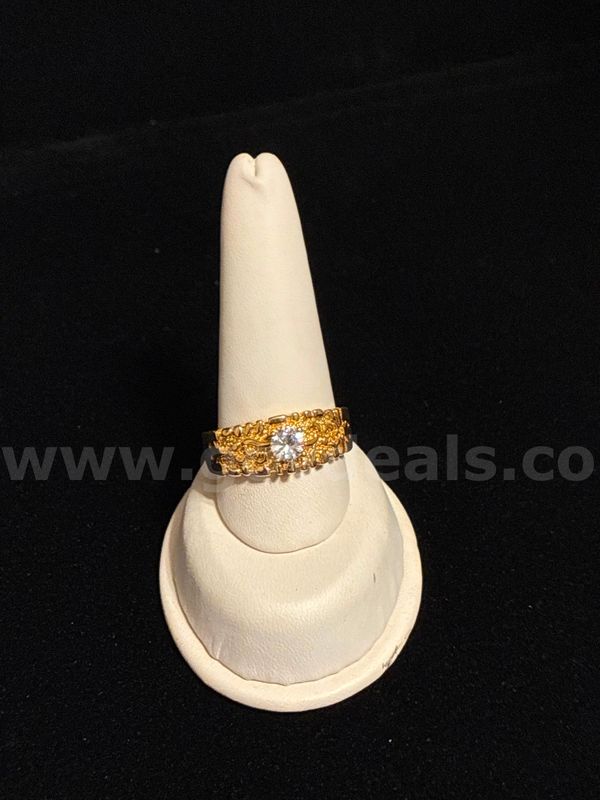 Gorgeous, Men's, Size 12 3/4, Nugget W/CZ Ring. 24k Real Gold Filled.