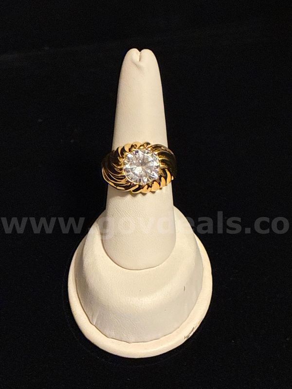 Beautiful, Size 10, Large, CZ Statement Ring. 24K Real Gold Filled.