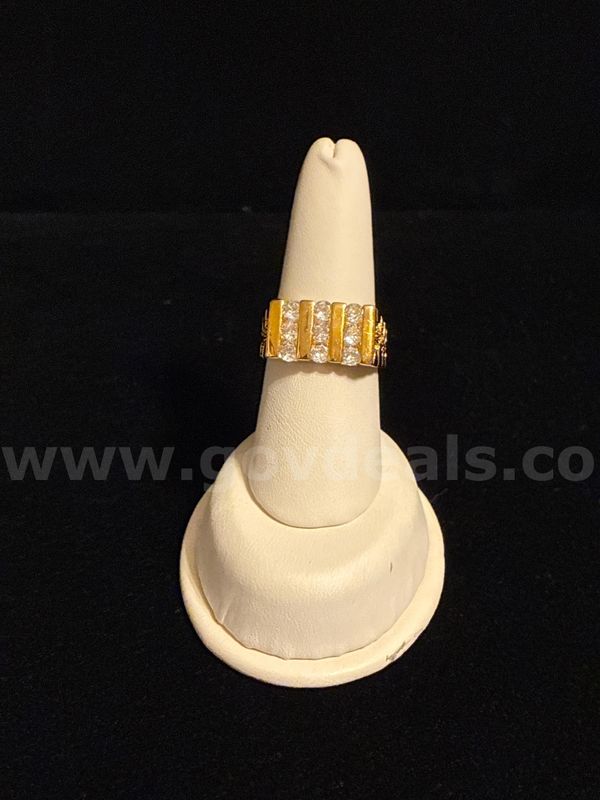 Gorgeous, Size 09, Mens, Bar W/CZ Nugget Ring. 24K Real Gold Filled.