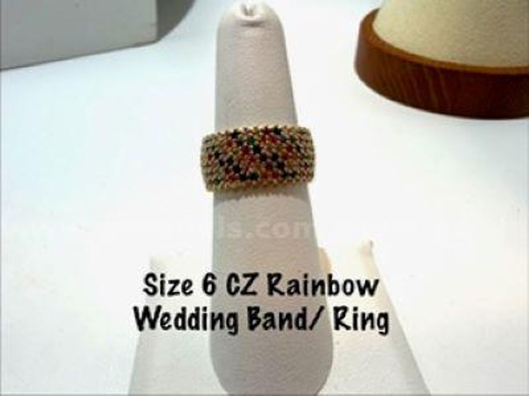 Beautiful, Ladies, Size 6, 24kt Gold Filled, Rainbow CZ Wedding Band/Ring
