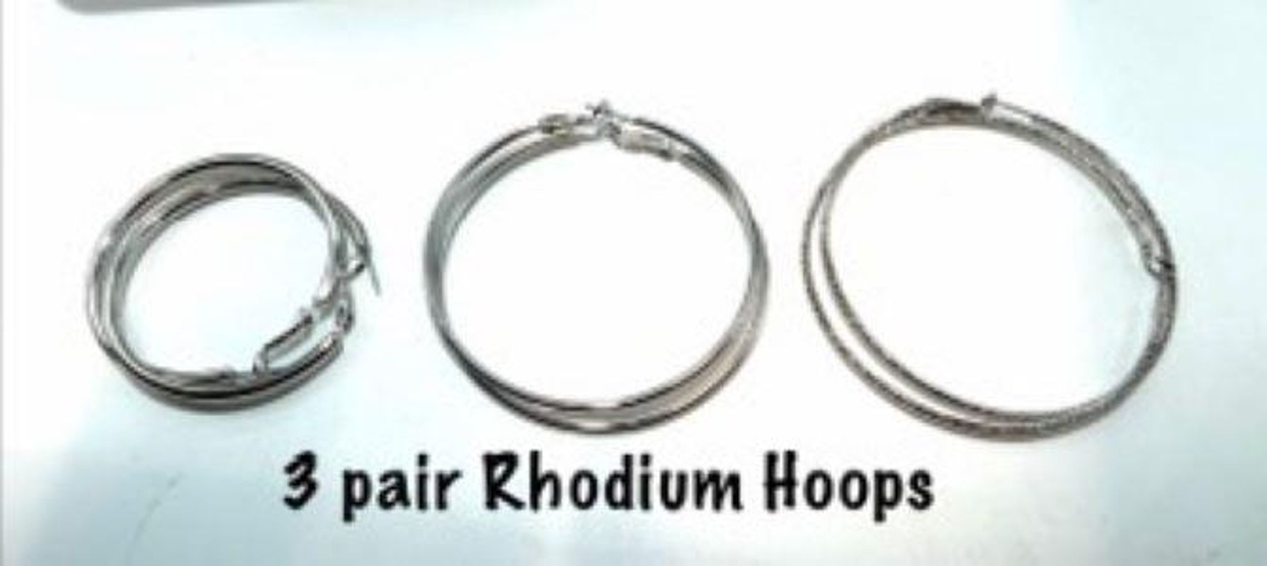 (3) Pair of Rhodium Filled (Silver) Hoop Earrings