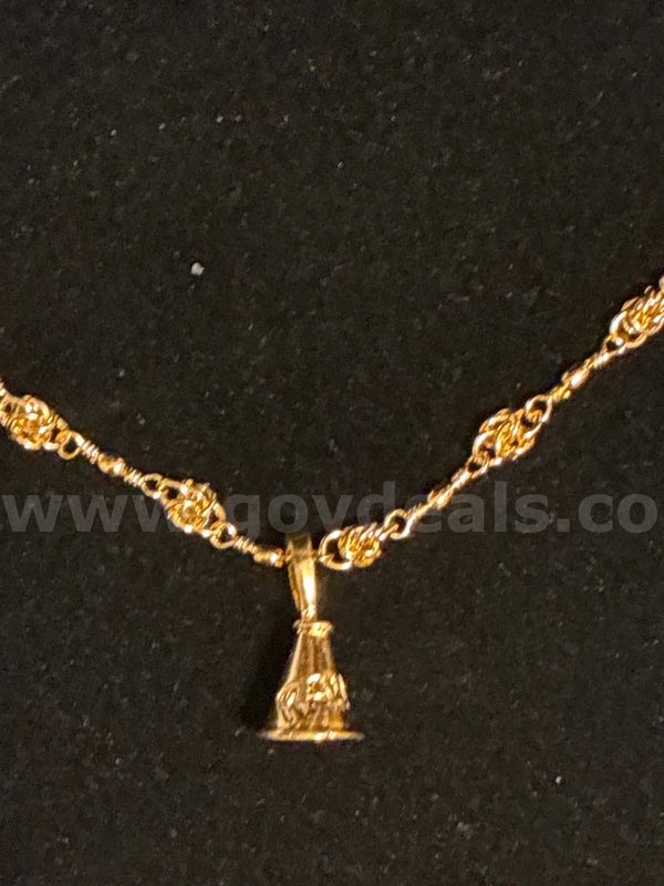 GO TEAM! 20” Station Accent Necklace W/Megaphone Pendant. 24k Real Gold Filled.