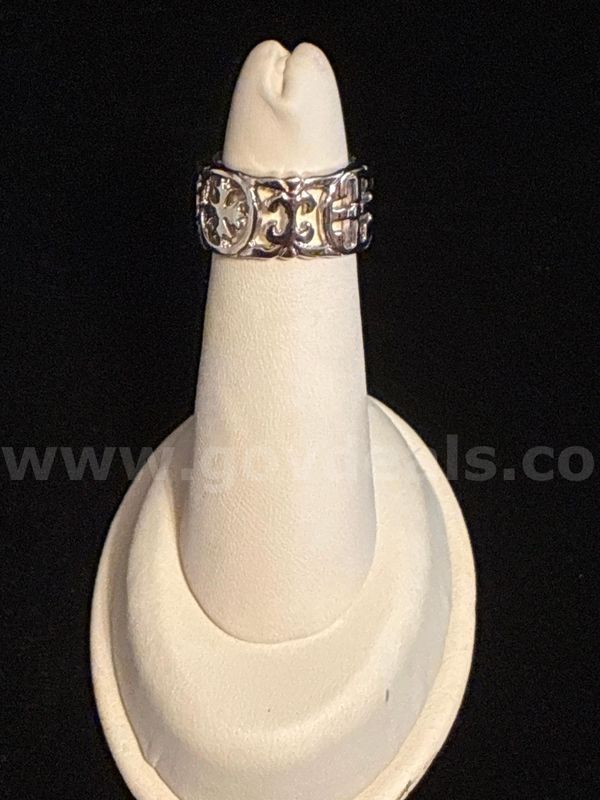 Gorgeous, Size 05, Rhodium Clad (Silver), Gothic Celtic Filigree Style Band