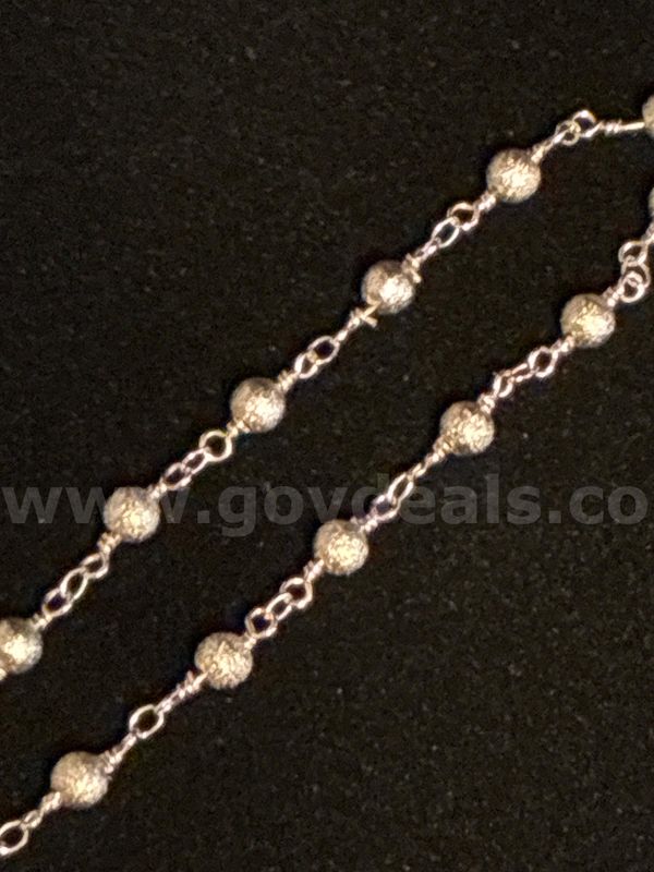 Stunning, 9 “, Rhodium Clad (Silver), Station Bead Bracelet/Anklet.