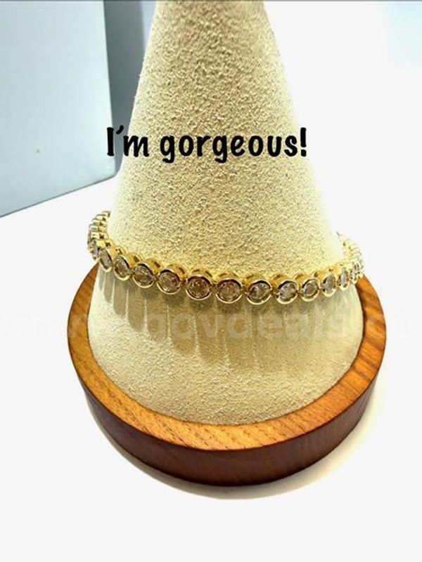 Dazzling, Ladies, 24kt Gold Filled, 8 Inch, CZ Brilliant Diamond Tennis Bracelet