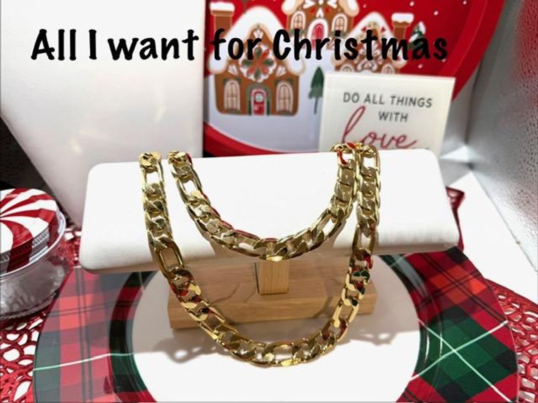 Beautiful, 24kt Gold Filled, 30 Inch, Heavy Italian Figueroa Chain
