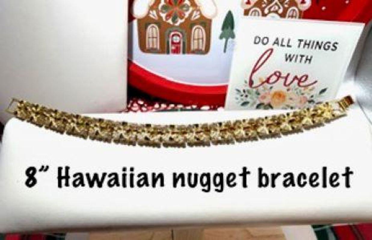 Stunning, 8 Inch, 24kt Gold Filled, Hawaiian Nugget Bracelet