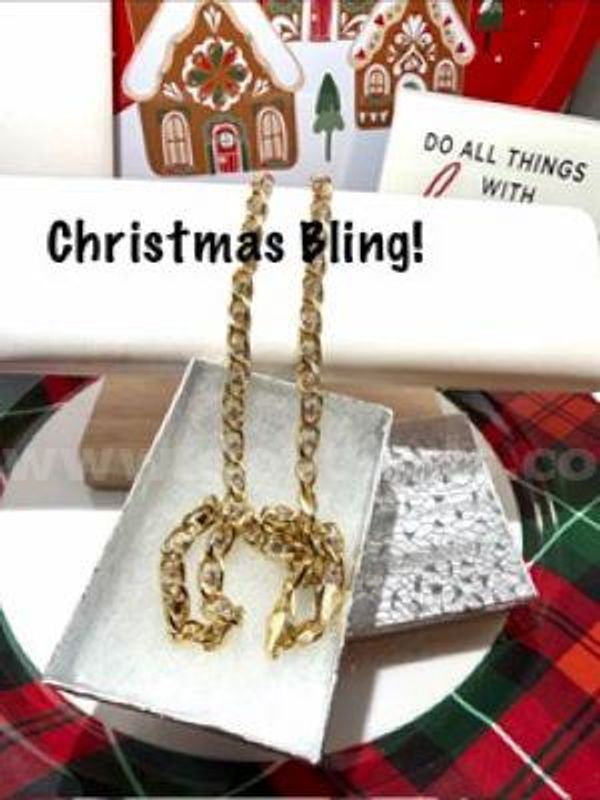 Attractive, 24 Inch, 24kt Gold Filled Cubic Zirconia Diamond Bling Bling Chain Necklace