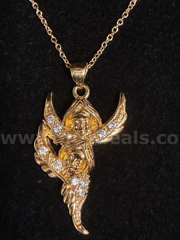 Dazzling, 18” Chain Necklace W/CZ Gemini Pendant, 24K Real Gold Filled.