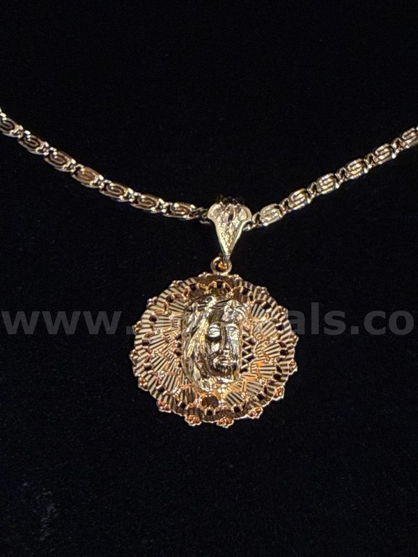 Gorgeous, 24”, Byzantine Link Necklace W/ Jesus Pendant. 24K Gold Filled.