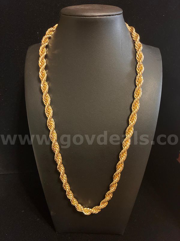 Heavy , 18K Gold Layered, 6mm, 22 Inch, Diamond Cut, Rope Chain.