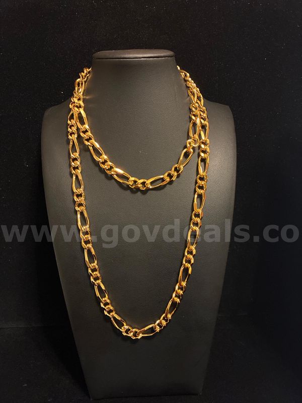Stunning, 30” Figaro Necklace. 24K Real Gold Filled.