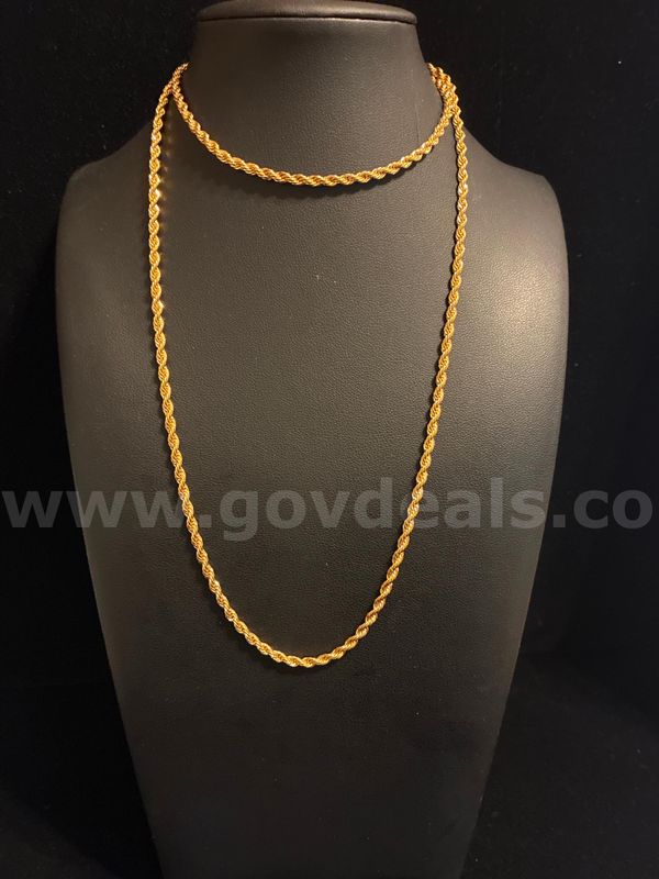 Stunning, 30” Diamond-cut 2mm Rope Chain. 24K Gold Filled.