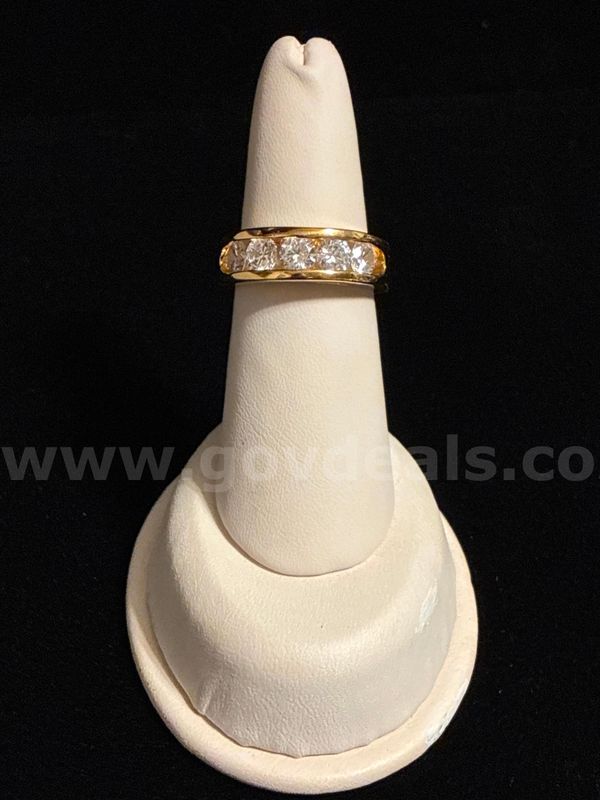 Lovely, Ladies, Size 7.5, Princess-Cut Channel Eternity Ring, 24K Gold Filled.