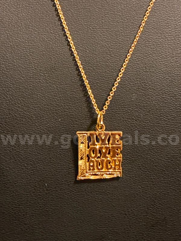 Trendy, “Live, Love, Laugh” Pendant w/ 16-18” Dainty Necklace. 24K Real Gold Filled