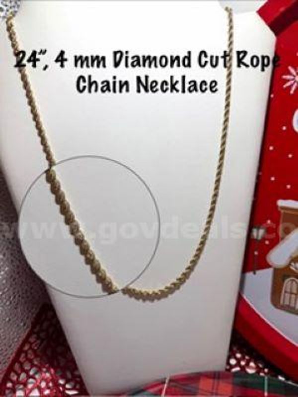 Magnificent, 24 Inch, 4MM Diamond Cut, 24kt Gold Filled, Rope Chain Necklace