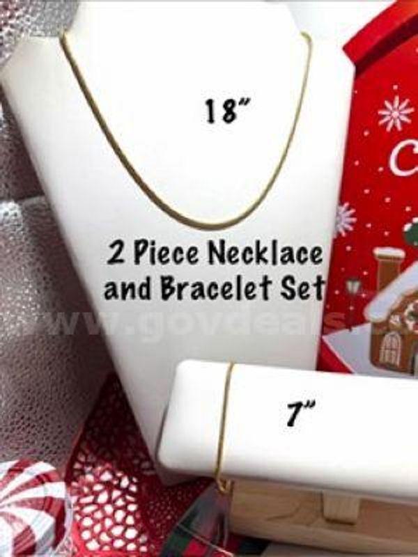 Dazzling, 24kt Gold Filled, 2 PC Necklace & Bracelet Set, (18 Inch and 7 Inch)
