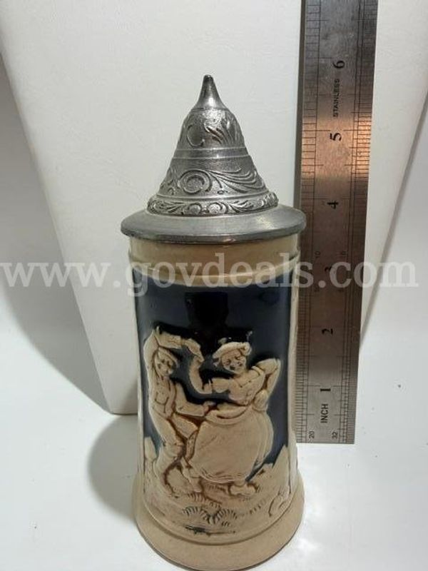 Antique German Beer Stein, W/Lid, 1/5 Liter (5 1/2 inches tall)