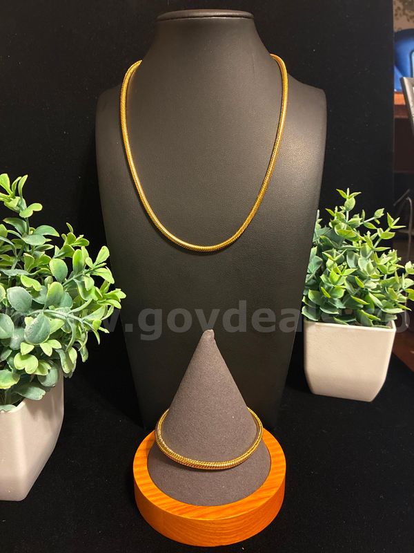 Dazzling, 24K Gold Filled, 2 PC Wheat Necklace & Bracelet Set, (16Inch and 7 Inch)