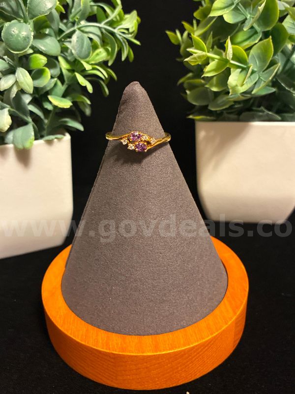Birthstone! Ladies, Size 12, Amethyst CZ February Ring. 24K Gold Filled.