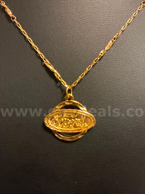 Gorgeous, 24k Real Gold Filled, Ford Oval Emblem Pendant W/ 24” Dainty Necklace.