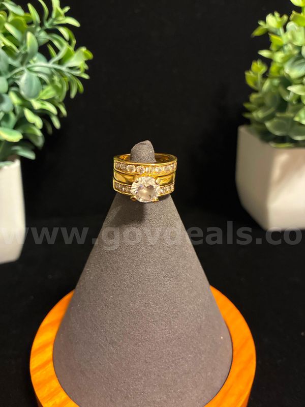 Lovely, Size 4, Diamond CZ Bridal Ring Set, 24K Real Gold Filled.
