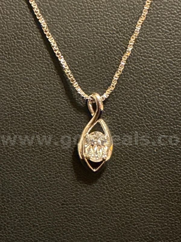 Elegant! Rhodium Filled (Silver), 18 Inch Dainty Necklace Infinity Teardrop Crystal CZ Pendant