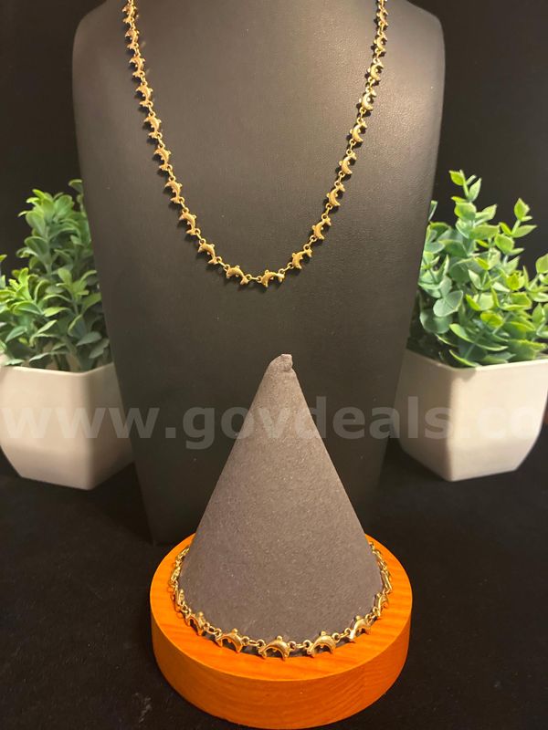 Tropical, 19” & 9” Dolphin Link SET! 24k Real Gold Filled.