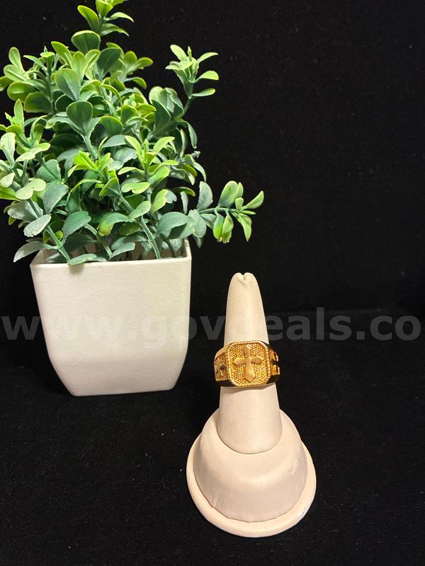 Bold, Size 9.5, Men’s Cross, Ring, 24K Real Gold Filled