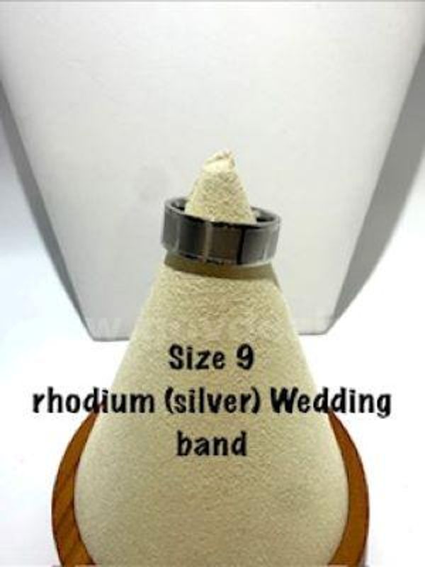 Beautiful, Size 9, Rhodium Filled, Brushed Metal Wedding Band