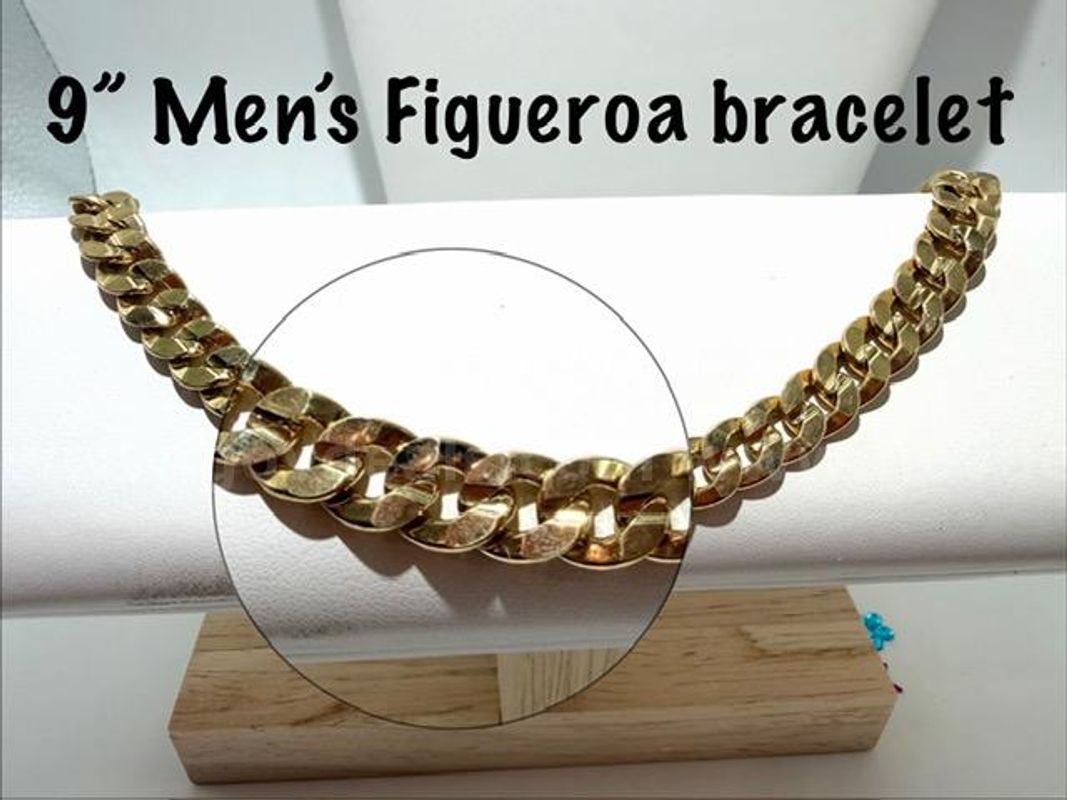 Gorgeous, 24kt Gold Filled, 9 Inch, Men’s Figueroa Bracelet