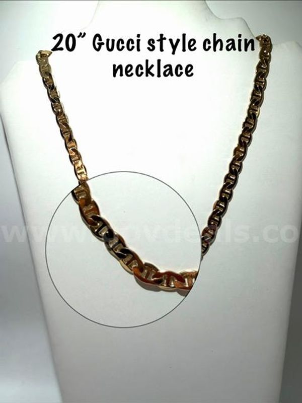 Exquisite, 24kt Gold Filled, 20 Inch, Gucci Style Chain Necklace