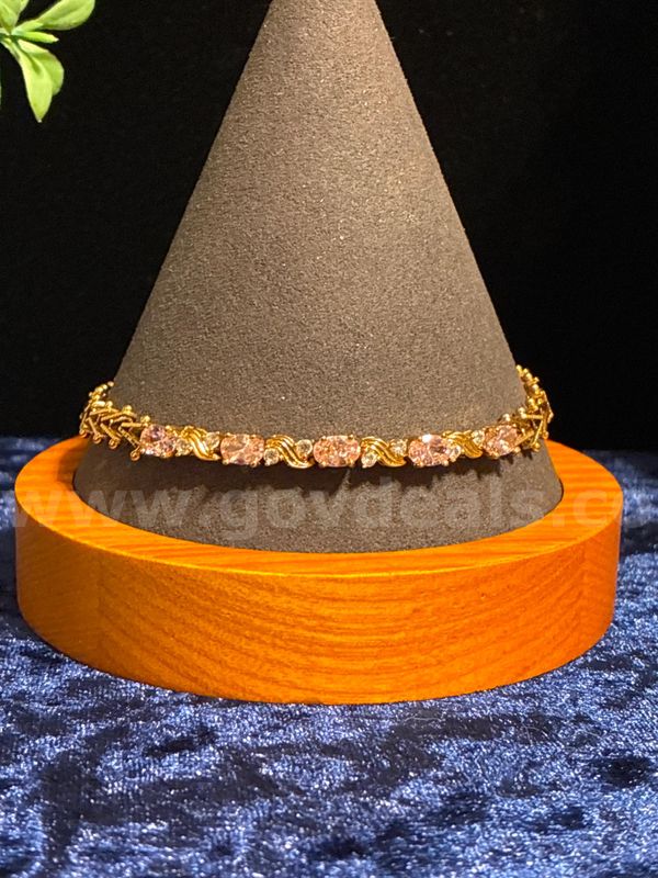 Birthstone! 8 Inch, Tourmaline CZ June Tennis Bracelet 24K Real Gold Filled.