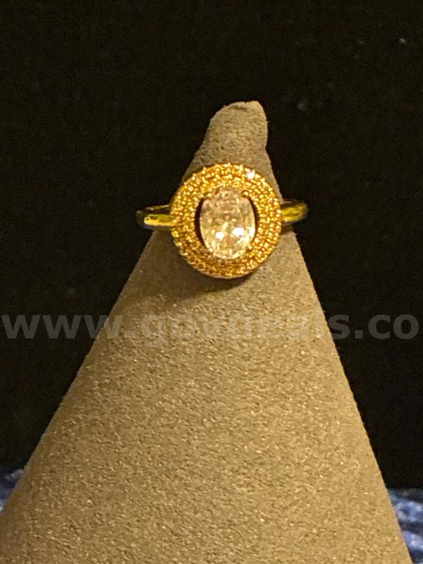 Stunning Ladies Size 6.5, Diamond CZ Oval-Halo Engagement Ring. 24k Real Gold Filled.