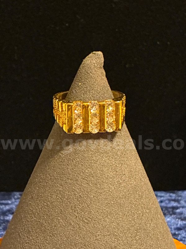 Gorgeous, 24k Real Gold Filled, Size 12, Men’s, Geometric Channel Style Diamond CZ Statement Ring.