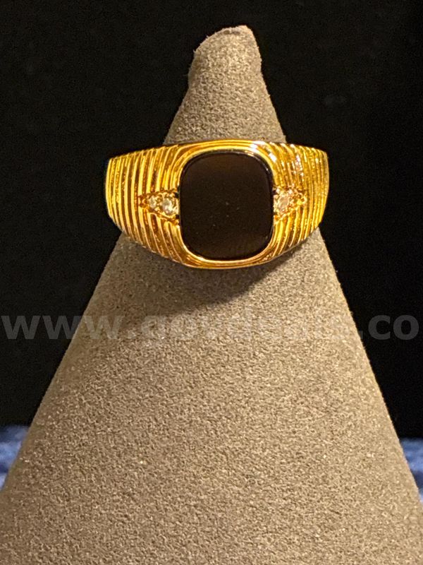 Edgy, Men's, Size 12, Onyx CZ Ring 24K Gold Filled