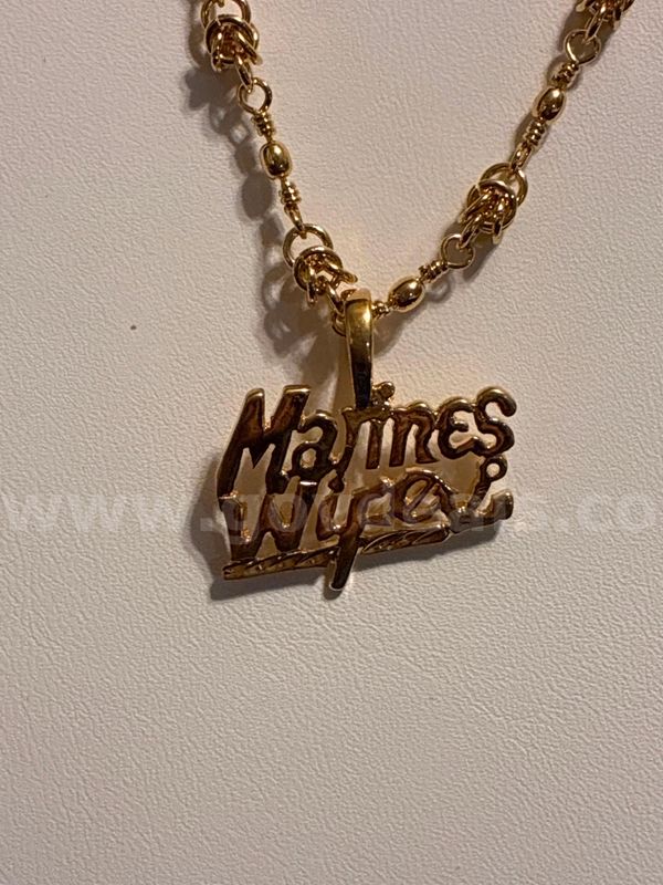 Honor, 24”, Accent Necklace W/ “Marine Wife” Pendant, 24K Real Gold Filled